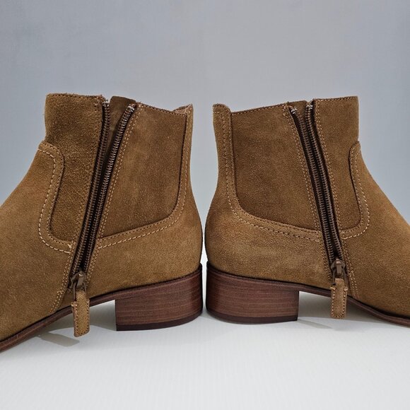 NEW Cole Haan Naia Ankle Bootie Size 8.5 Golden Toffee Suede Western Cowgirl - Picture 4 of 14